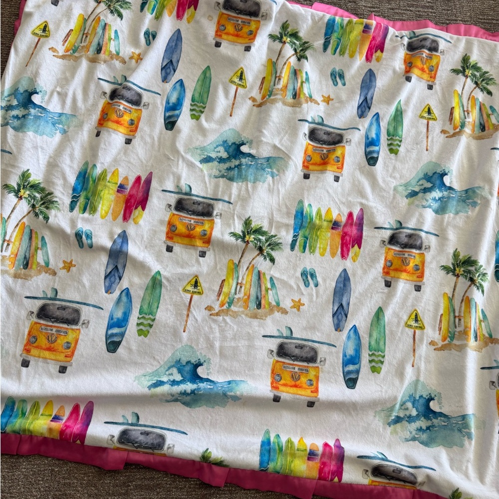 Minky Couture Blanket Surf/Beach  Monster-Size 60x72  -Limited Edition